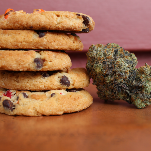 Edible cookies and cannabis flower