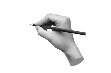 a hand holds a pencil
